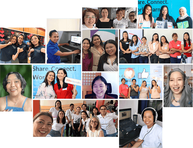 Connected Women members at meetups, training sessions and work
